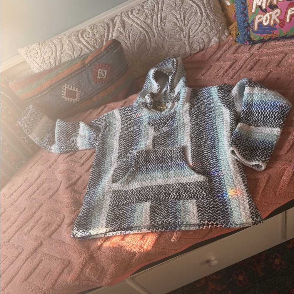 Baja Joe Classic Surf Hoodie Baja Pullover Striped Mexican Blanket Style